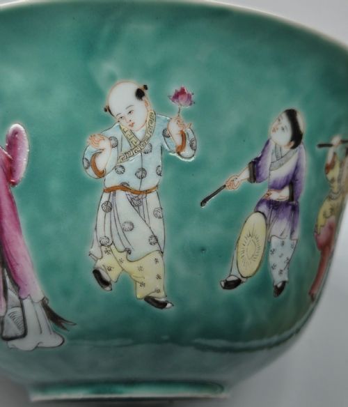 AN EXQUISITE CHINESE TURQUOISE PORCELAIN BOWL WITH A QIANLONG MARK QING DYNASTY - ADDITIONAL PHOTO 17