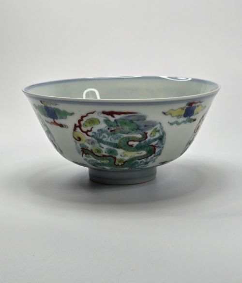 CHINESE DOUCAI "DRAGON" BOWL YONGZHENG MARK QING ... 3