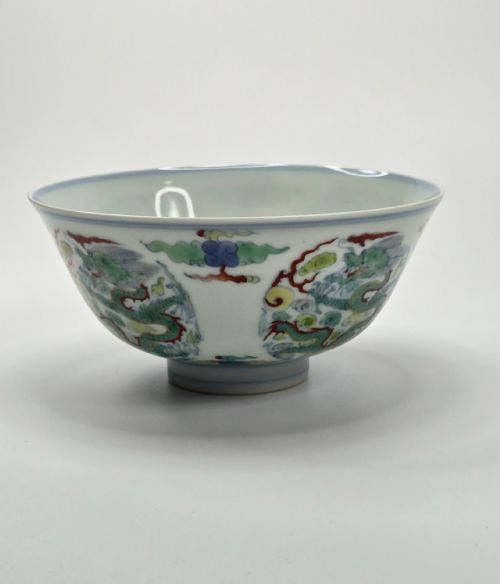 CHINESE DOUCAI "DRAGON" BOWL YONGZHENG MARK QING ... 4