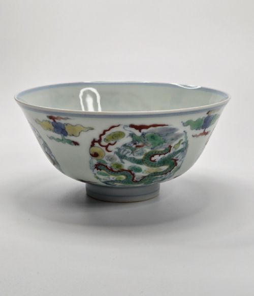 CHINESE DOUCAI "DRAGON" BOWL YONGZHENG MARK QING ... 5