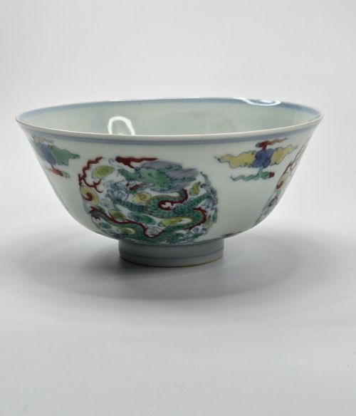 CHINESE DOUCAI "DRAGON" BOWL YONGZHENG MARK QING ... 6