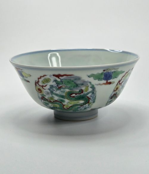 CHINESE DOUCAI "DRAGON" BOWL YONGZHENG MARK QING ... 7