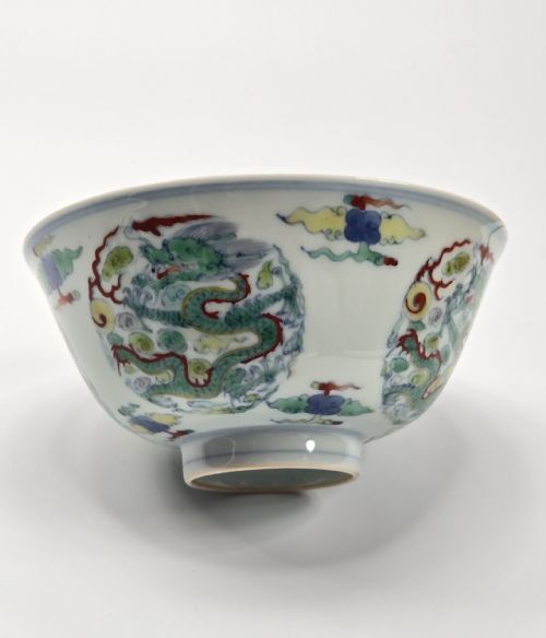 CHINESE DOUCAI "DRAGON" BOWL YONGZHENG MARK QING ... 8