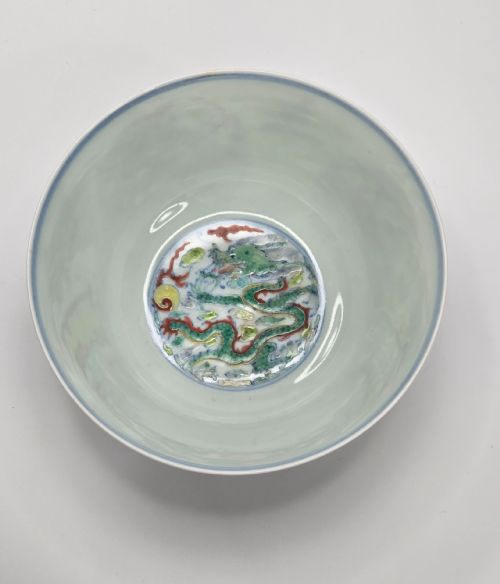 CHINESE DOUCAI "DRAGON" BOWL YONGZHENG MARK QING ... 9