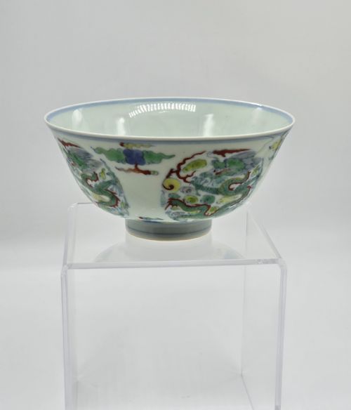 CHINESE DOUCAI "DRAGON" BOWL YONGZHENG MARK QING ... 12