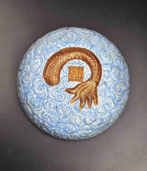 CHINESE QIANLONG MARKED DRAGON FISH PORCELAIN INCENSE ... 6