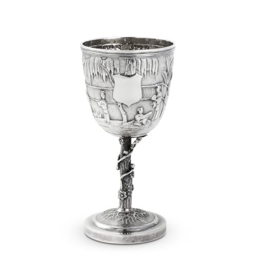 A CHINESE EXPORT SILVER GOBLET MADE BY WANG HING CO HONG KONG LATE 19TH CENTURY - ADDITIONAL PHOTO 3