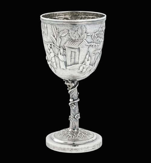 A CHINESE EXPORT SILVER GOBLET MADE BY WANG HING CO HONG KONG LATE 19TH CENTURY - ADDITIONAL PHOTO 1