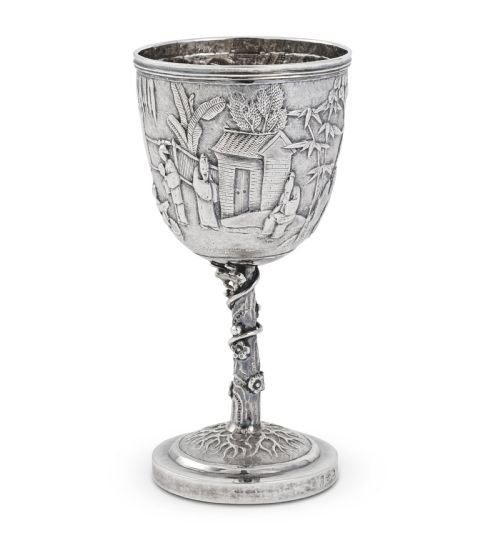 A CHINESE EXPORT SILVER GOBLET MADE BY WANG HING CO HONG KONG LATE 19TH CENTURY - ADDITIONAL PHOTO 5