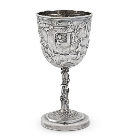 A CHINESE EXPORT SILVER GOBLET MADE BY WANG HING CO HONG KONG LATE 19TH CENTURY - ADDITIONAL PHOTO 6