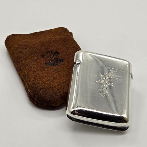 An Edward Prince of Wales Royal Presentation Silver Vesta Case By Alfred Clark