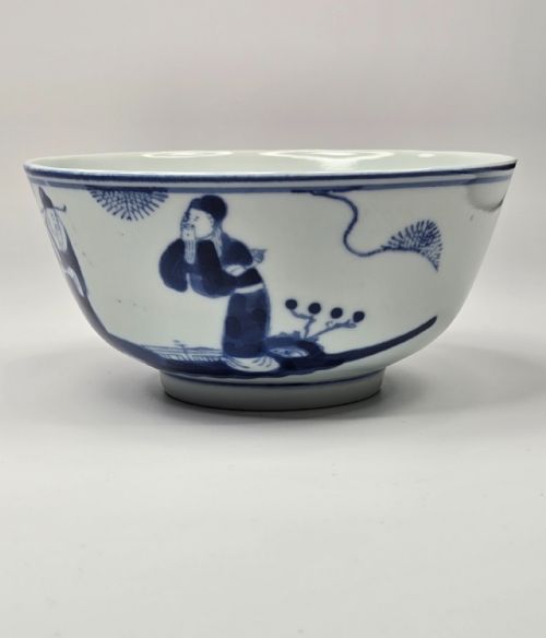 A CHINESE BLUE WHITE 'SCHOLARS' PORCELAIN BOWL C 1880 - ADDITIONAL PHOTO 3