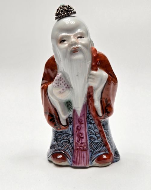A CHINESE FIGURAL FAMILLE ROSE PORCELAIN SNUFF BOTTLE OF SHOULAO LATE 19TH CENTURY - ADDITIONAL PHOTO 12