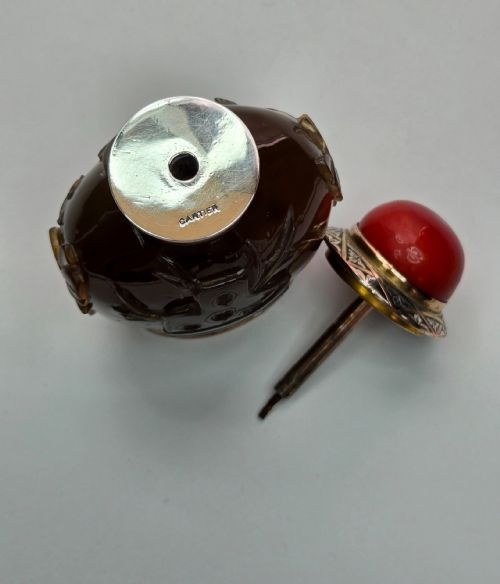 CARTIER PARIS ART DECO 18K GOLD CARVED SHADOW AGATE SCENT SNUFF BOTTLE - ADDITIONAL PHOTO 14