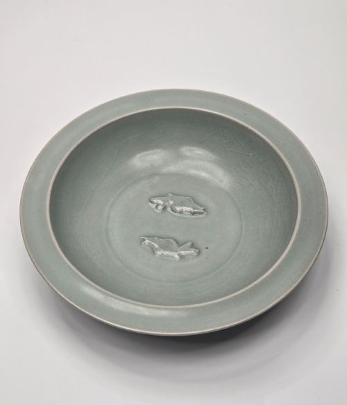 ANTIQUE CHINESE LONGQUAN CELADON TWIN FISH DISH-20CM ... 7