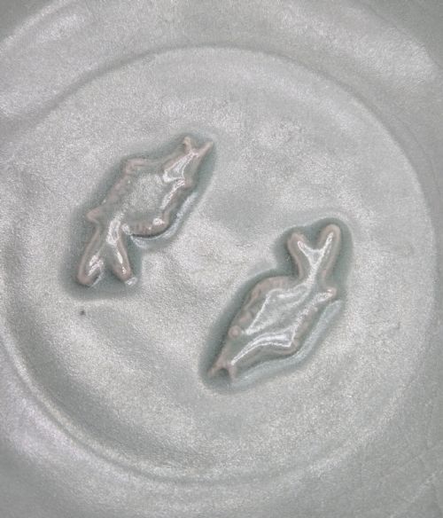 ANTIQUE CHINESE LONGQUAN CELADON TWIN FISH DISH-20CM ... 14
