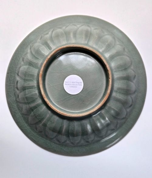 ANTIQUE CHINESE LONGQUAN CELADON TWIN FISH DISH-20CM ... 22