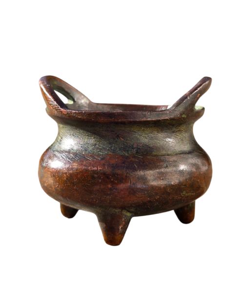 ANTIQUE CHINESE SCHOLAR'S STUDIO BRONZE CENSER -- ... 8