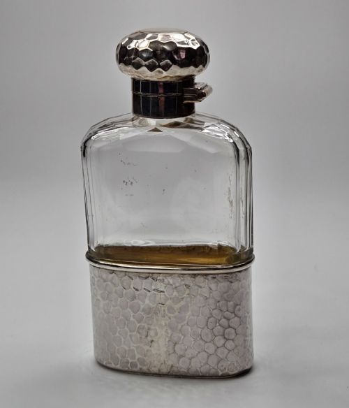 RARE VICTORIANEDWARDIAN ASPREY LONDON STERLING SILVER GLASS HIP FLASK HAMMERED FINISH C18991901 - ADDITIONAL PHOTO 12