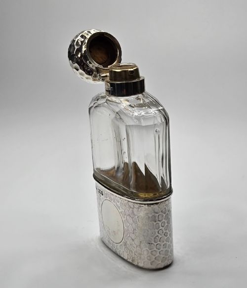 RARE VICTORIANEDWARDIAN ASPREY LONDON STERLING SILVER GLASS HIP FLASK HAMMERED FINISH C18991901 - ADDITIONAL PHOTO 13