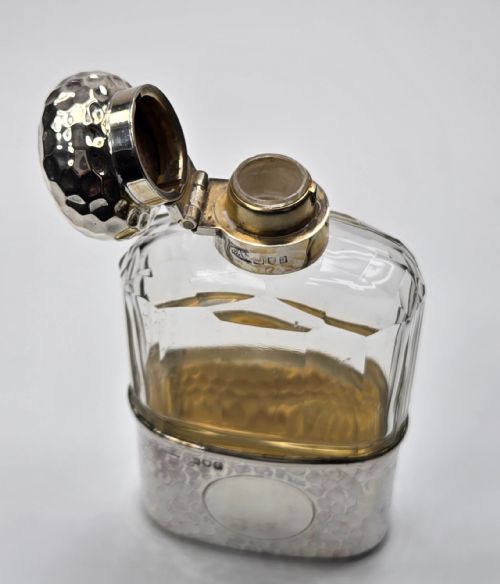 RARE VICTORIANEDWARDIAN ASPREY LONDON STERLING SILVER GLASS HIP FLASK HAMMERED FINISH C18991901 - ADDITIONAL PHOTO 15