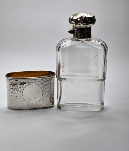 RARE VICTORIANEDWARDIAN ASPREY LONDON STERLING SILVER GLASS HIP FLASK HAMMERED FINISH C18991901 - ADDITIONAL PHOTO 16