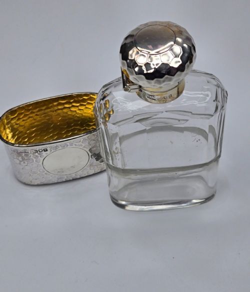 RARE VICTORIANEDWARDIAN ASPREY LONDON STERLING SILVER GLASS HIP FLASK HAMMERED FINISH C18991901 - ADDITIONAL PHOTO 18