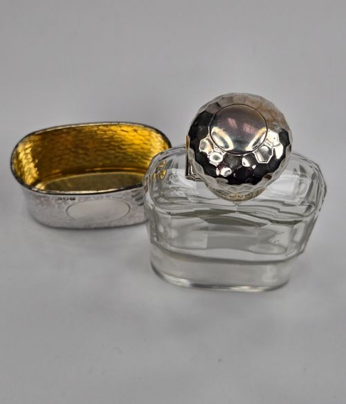 RARE VICTORIANEDWARDIAN ASPREY LONDON STERLING SILVER GLASS HIP FLASK HAMMERED FINISH C18991901 - ADDITIONAL PHOTO 19
