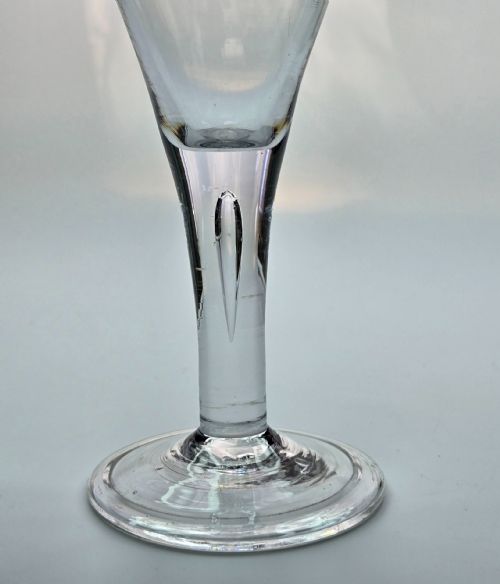 GEORGE II DRAWN TRUMPET WINE GLASS C1750 TALL 17CM FOLDED FOOT AIR TEAR - ADDITIONAL PHOTO 9