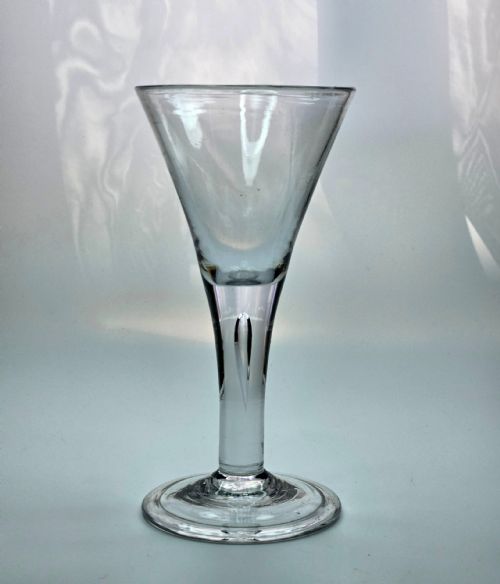 GEORGE II DRAWN TRUMPET WINE GLASS C1750 TALL 17CM FOLDED FOOT AIR TEAR - ADDITIONAL PHOTO 14