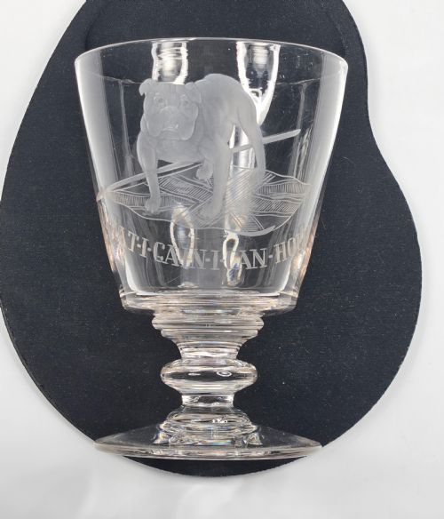fig 1. Rare 19th Century Engraved Glass Rummer - British Bulldog on Union Jack - 
