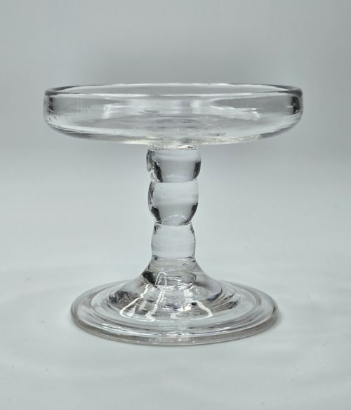 RARE GEORGIAN MINIATURE GLASS PATCH STAND C1740 TRIPLEKNOP STEM TERRACED FOOT - ADDITIONAL PHOTO 12