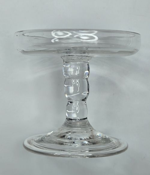 RARE GEORGIAN MINIATURE GLASS PATCH STAND C1740 TRIPLEKNOP STEM TERRACED FOOT - ADDITIONAL PHOTO 15