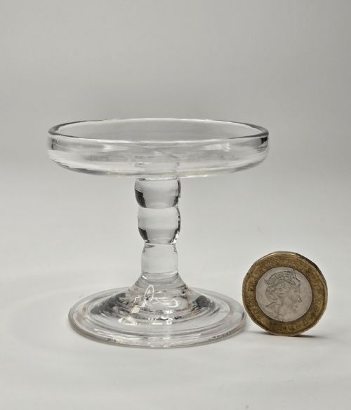 RARE GEORGIAN MINIATURE GLASS PATCH STAND C1740 TRIPLEKNOP STEM TERRACED FOOT - ADDITIONAL PHOTO 16