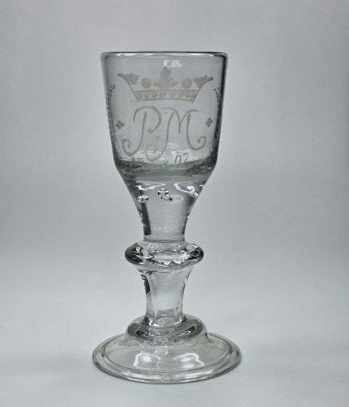 MUSEUMGRADE 1792 GEORGIAN DUCAL UNION WINE GLASS 247G LEAD CRYSTAL DATED ENGRAVED - ADDITIONAL PHOTO 6