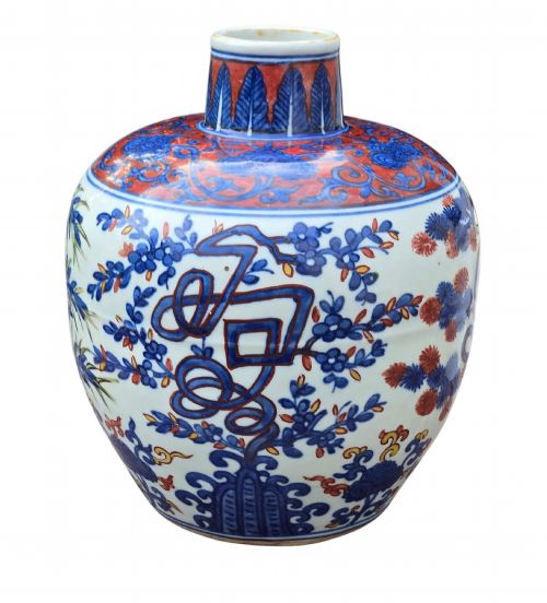 A RARE IMPERIAL UNDERGLAZE BLUE AND IRONRED LONGEVITY JAR MARK OF JIAJING 15221566 - ADDITIONAL PHOTO 11