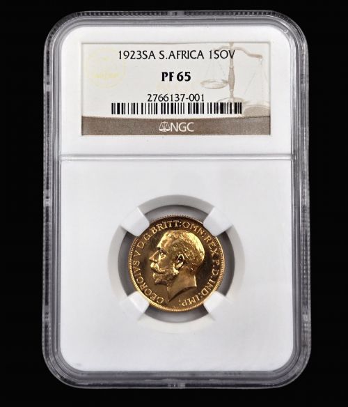 the crown jewel of pretoria an extremely rare 1923 south africa gold sovereign graded ngc pf 65 - CATEGORY: ANTIQUE MISCELLANEOUS - DATED 1920
