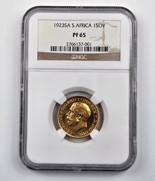 THE CROWN JEWEL OF PRETORIA AN EXTREMELY RARE 1923 SOUTH AFRICA GOLD SOVEREIGN GRADED NGC PF 65 - ADDITIONAL PHOTO 2