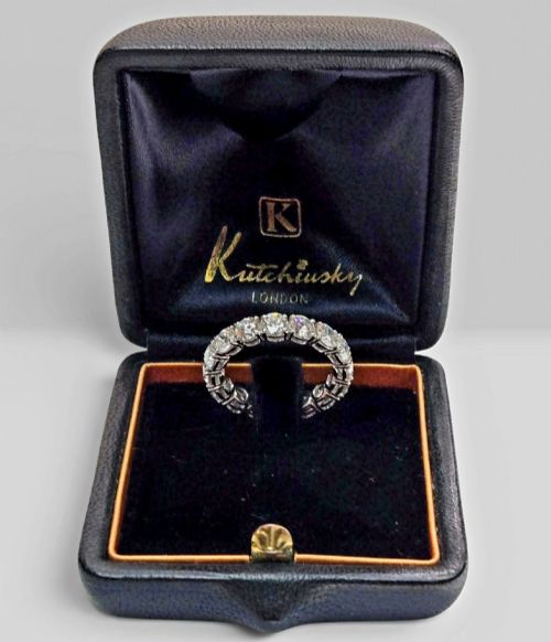 Exceptional Signed Kutchinsky 5.25ct Diamond and Platinum Full Eternity Ring