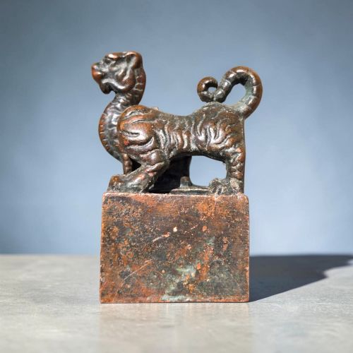A Rare Ming Dynasty Bronze Nested Qilin Scholar's Seal Set (16th–17th Century)