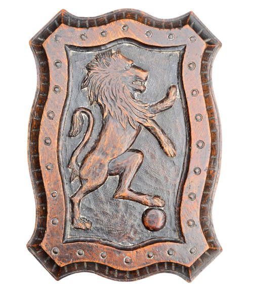 fig 5. Late 19th-Century Scottish Victorian Carved Oak Occasional Footstool with Heraldic Lion Rampant Motif and Claw-and-Ball Feet