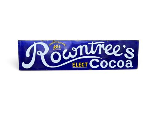 Rare Early 20th-century Rowntree’s "Elect Cocoa" Architectural Vitreous Enamel Sign, Circa 1910