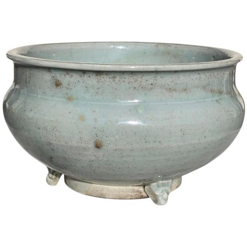 fig 3. A Rare Chinese Pale Blue-Glazed Porcelain Archaistic Tripod Censer Early Ming Dynasty, 15th Century (Circa 1400–1480)