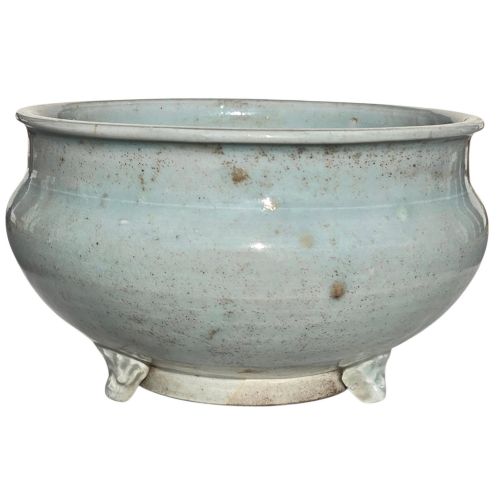 fig 4. A Rare Chinese Pale Blue-Glazed Porcelain Archaistic Tripod Censer Early Ming Dynasty, 15th Century (Circa 1400–1480)