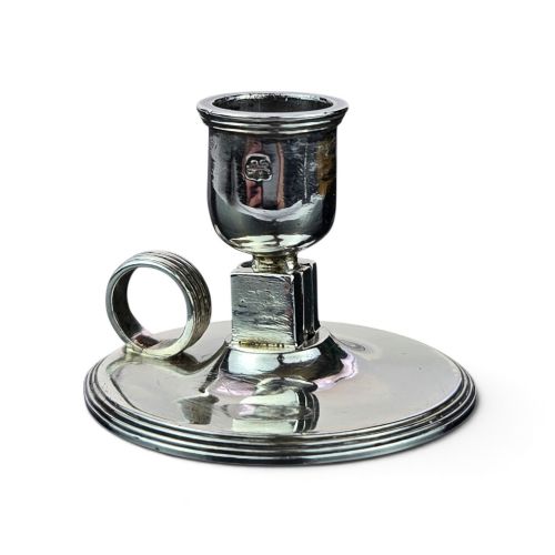 A Rare George III Miniature Sterling Silver Folding Taperstick / Wax Jack by John Reilly, London, 1809, Inscribed for Christmas 1810