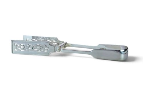 Mid-victorian Sterling Silver Asparagus Tongs by Elizabeth Eaton London, 1853