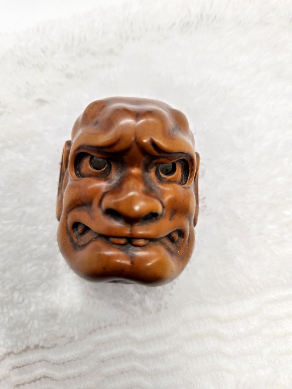 Netsuke of Noh Wood Mask Edo Period View V