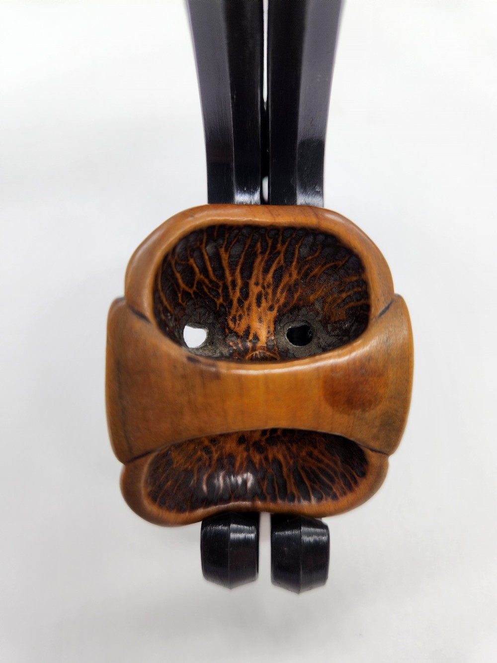 Netsuke of Noh Wood Mask Edo Period View VIII