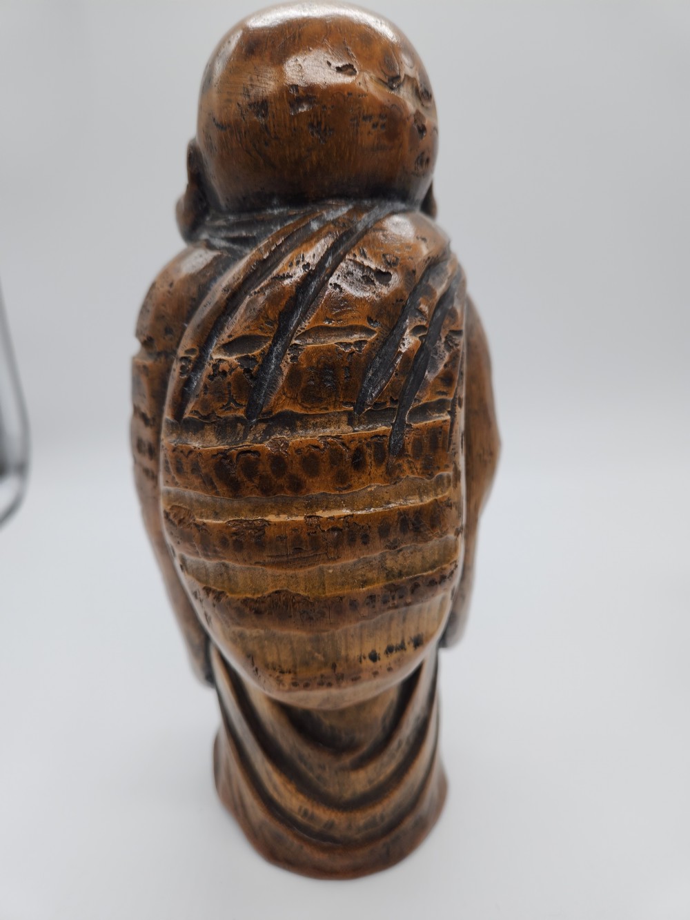 A Japanese Carved Wood Sculpture of Hotei Laughing Buddha View X