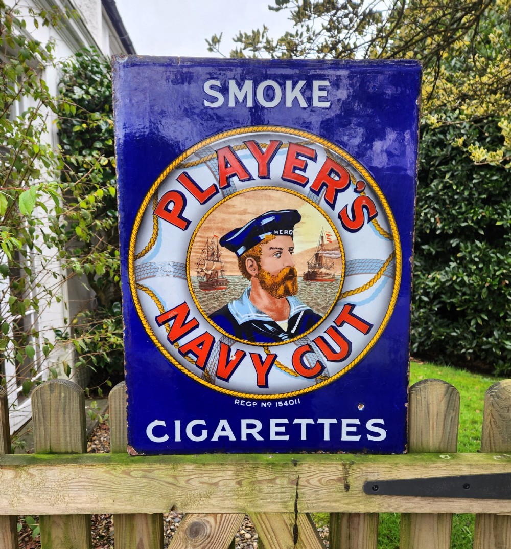 Double Sided Players Navy Cut Cigarettes Enamel Sign circa 1910 View IV